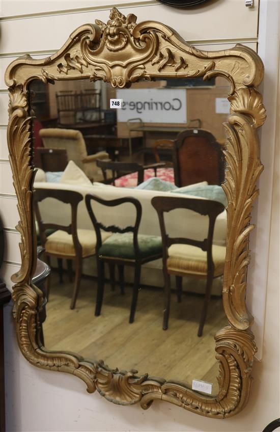 A gilt painted frame wall mirror W.74cm